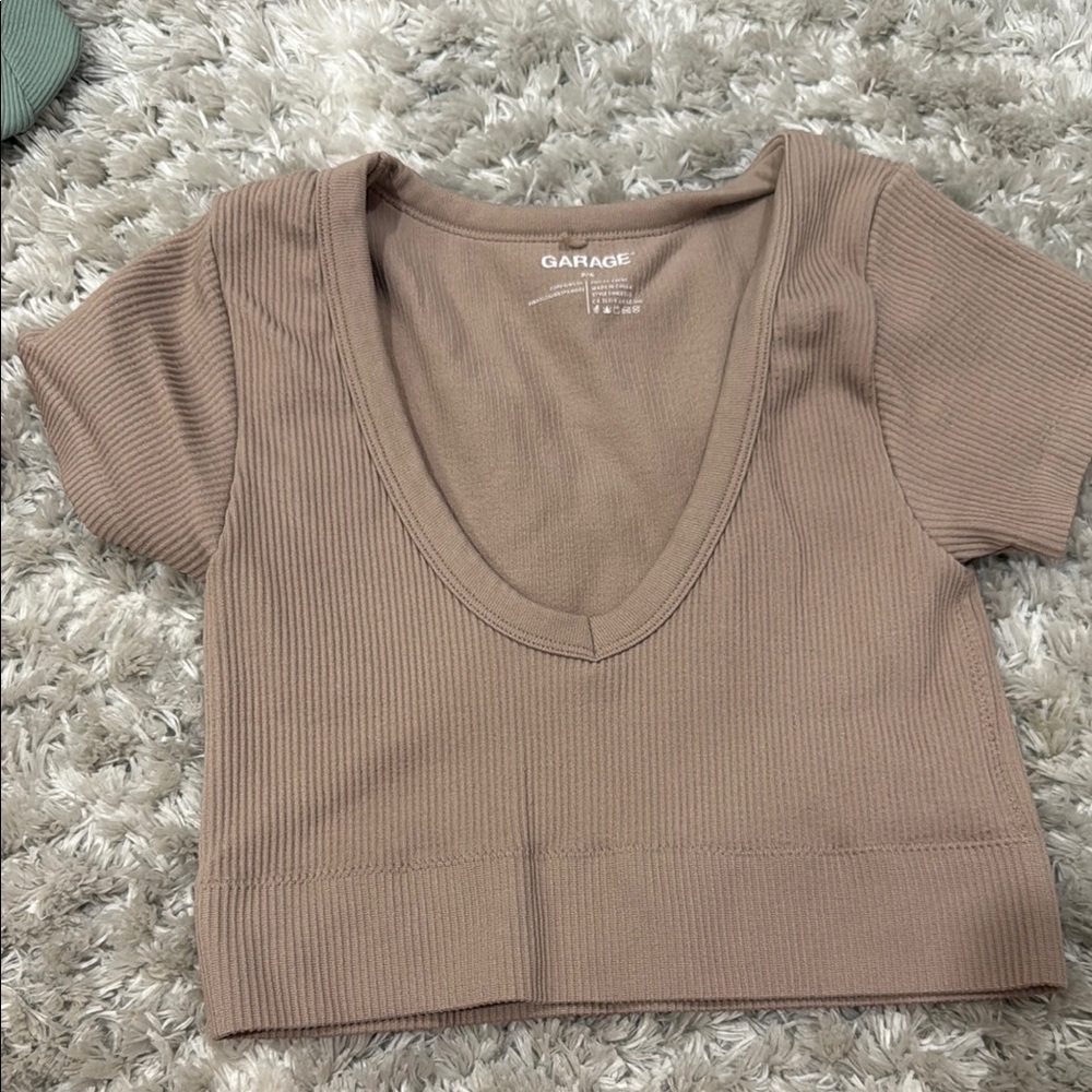 Garage Women's Ribbed Brown Crop Top